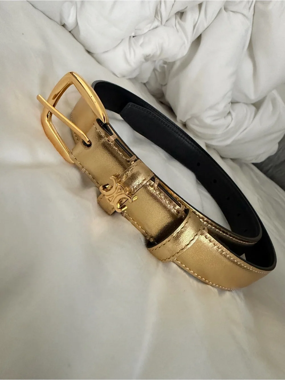 Gold Women's Belt with Signature Logo NWOT